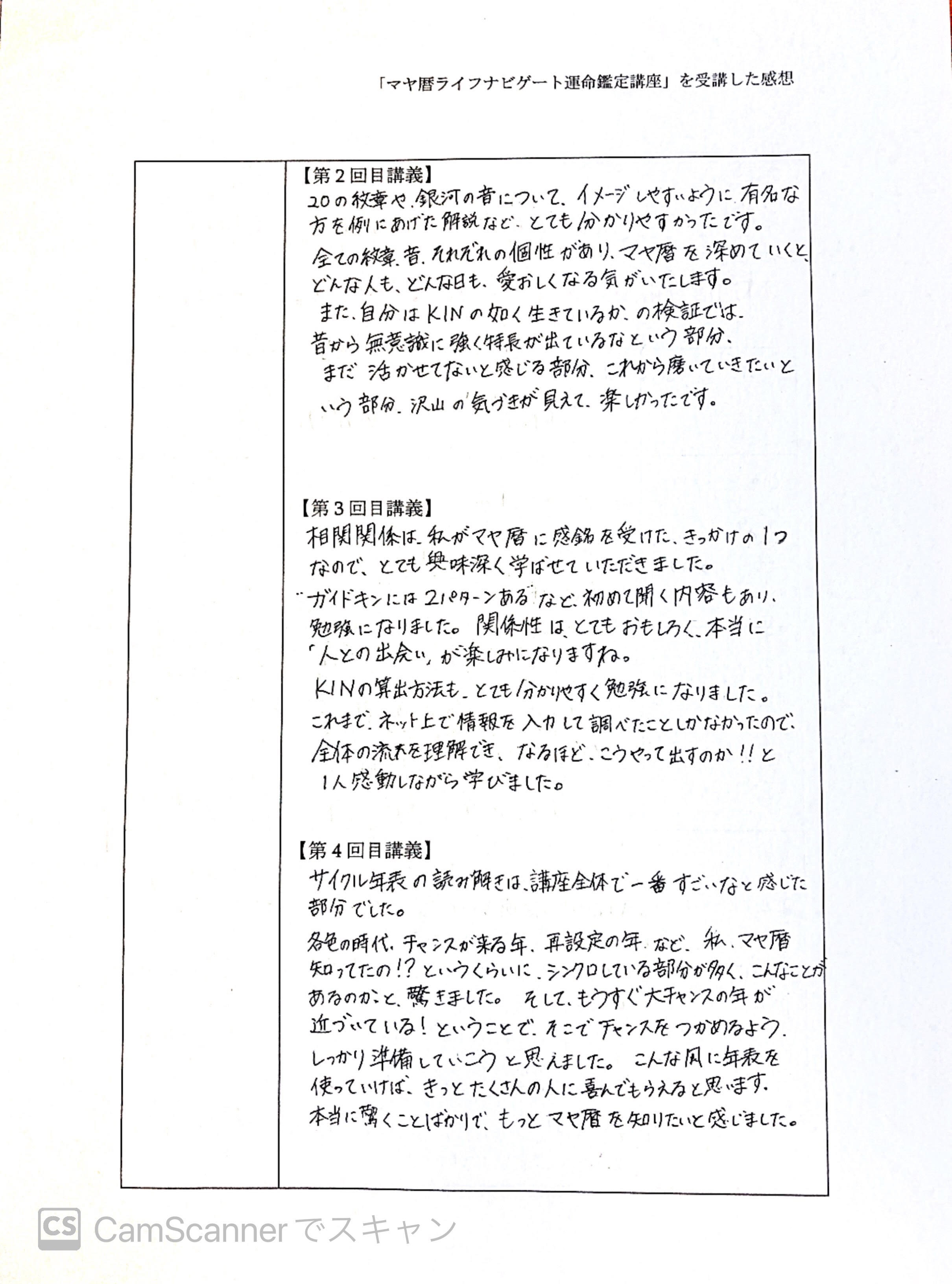 篠原あかりさんの手書きアンケート2